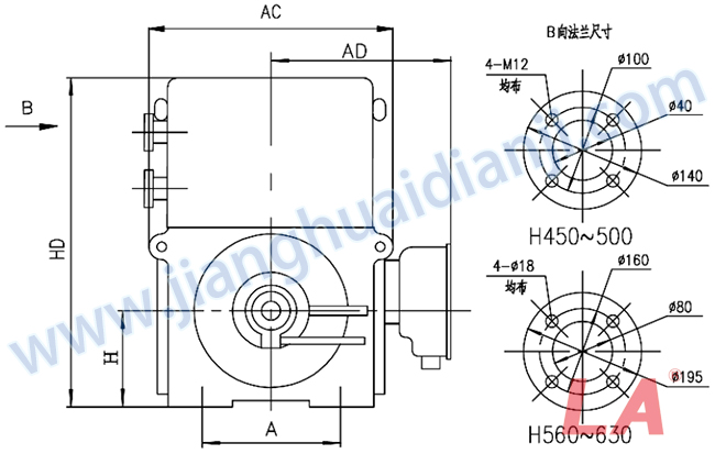 YRKS系列中型高壓三相異步電動機外形及安裝尺寸圖 - 六安江淮電機有限公司