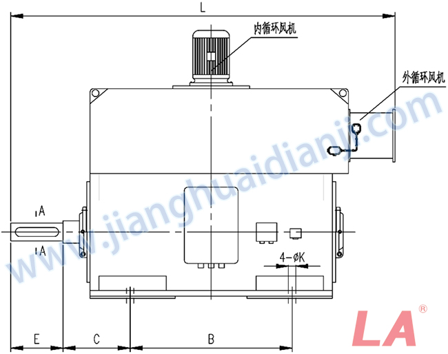 YMPS系列磨煤機(jī)用高壓三相異步電動機(jī)安裝尺寸圖(IP54、IP55 6KV) - 六安江淮電機(jī)有限公司