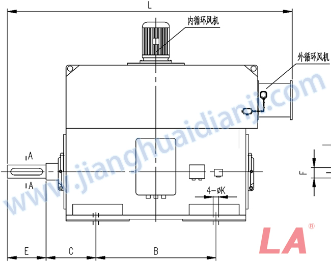 YMPS系列磨煤機(jī)用高壓三相異步電動機(jī)安裝尺寸圖(IP54、IP55 10KV) - 六安江淮電機(jī)有限公司