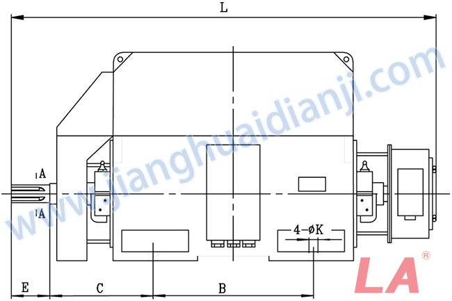 YRKK系列大型高壓三相異步電動機(jī)外形及安裝尺寸圖(YRKK710-800 IP44、IP54、IP55) - 六安江淮電機(jī)有限公司